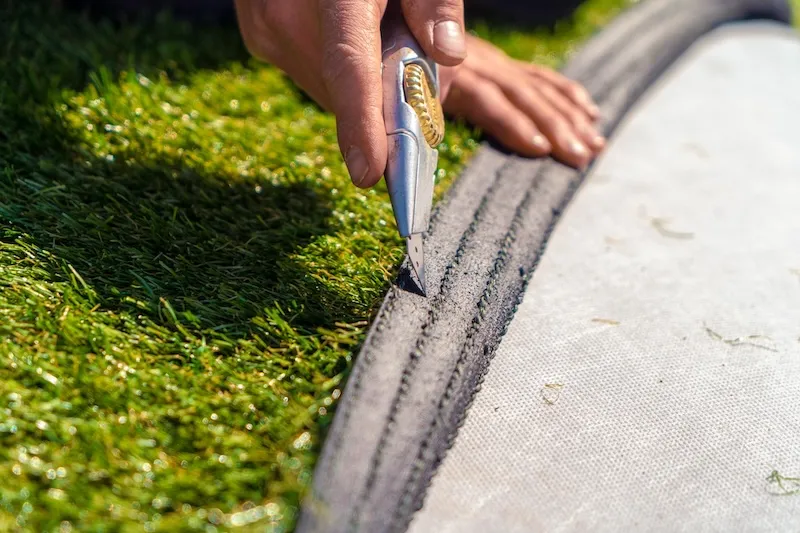 Prepare artificial turf edges