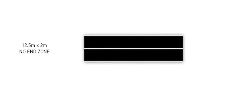 Top-view diagram of a 2m by 12.5m working sled lane.